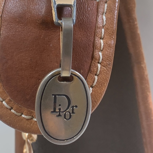 Dior Clutch Gray Coated Canvas, Brown Leather with COA - Picture 2 of 15